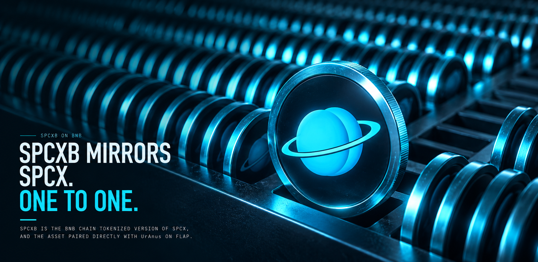 Rows of UrAnus coins with SPCXB information